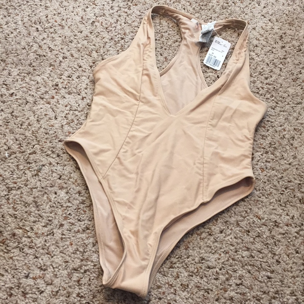 Forever 21 low v bathing suit nude new